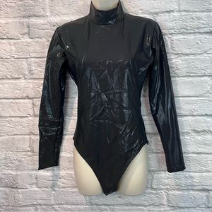 VIntage Klein D'Oeil Women's Size 2/M Black Metallic Sequin Long Sleeve Bodysuit